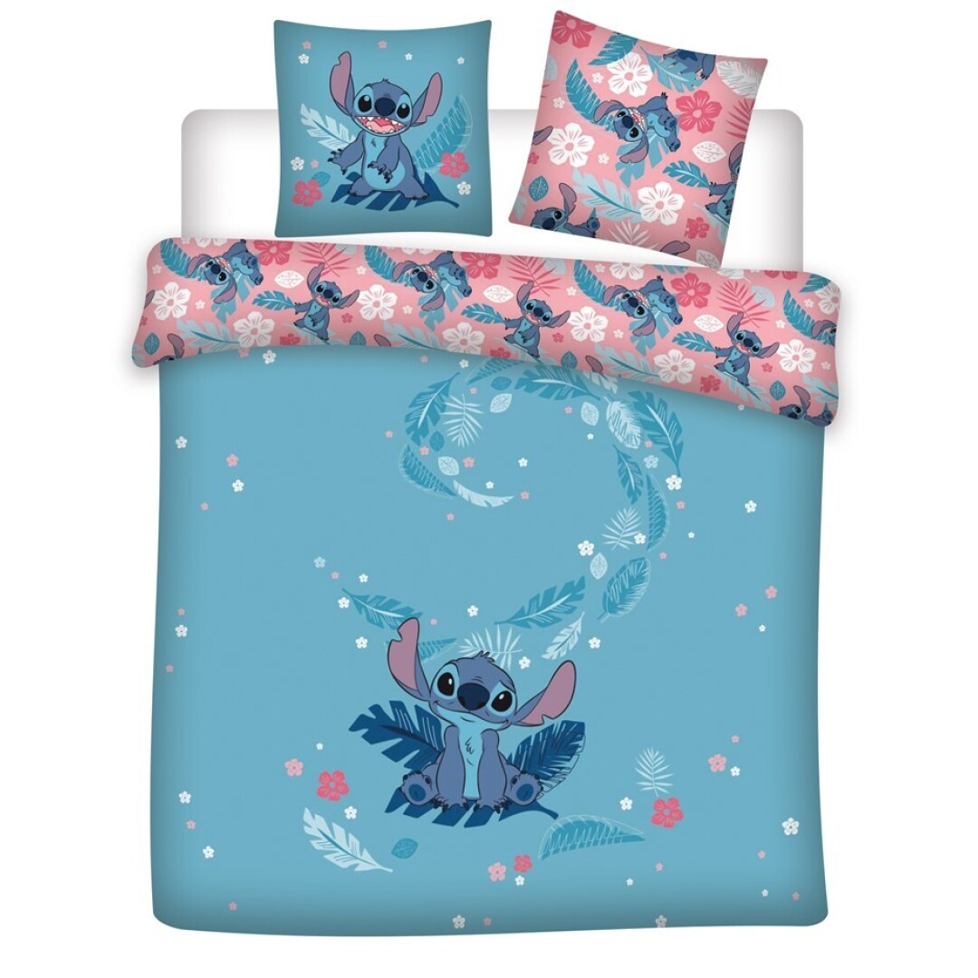 Housse de couette Disney Lilo & Stitch bleu 220x240cm + 2 taies d'oreiller 65x65cm polycoton