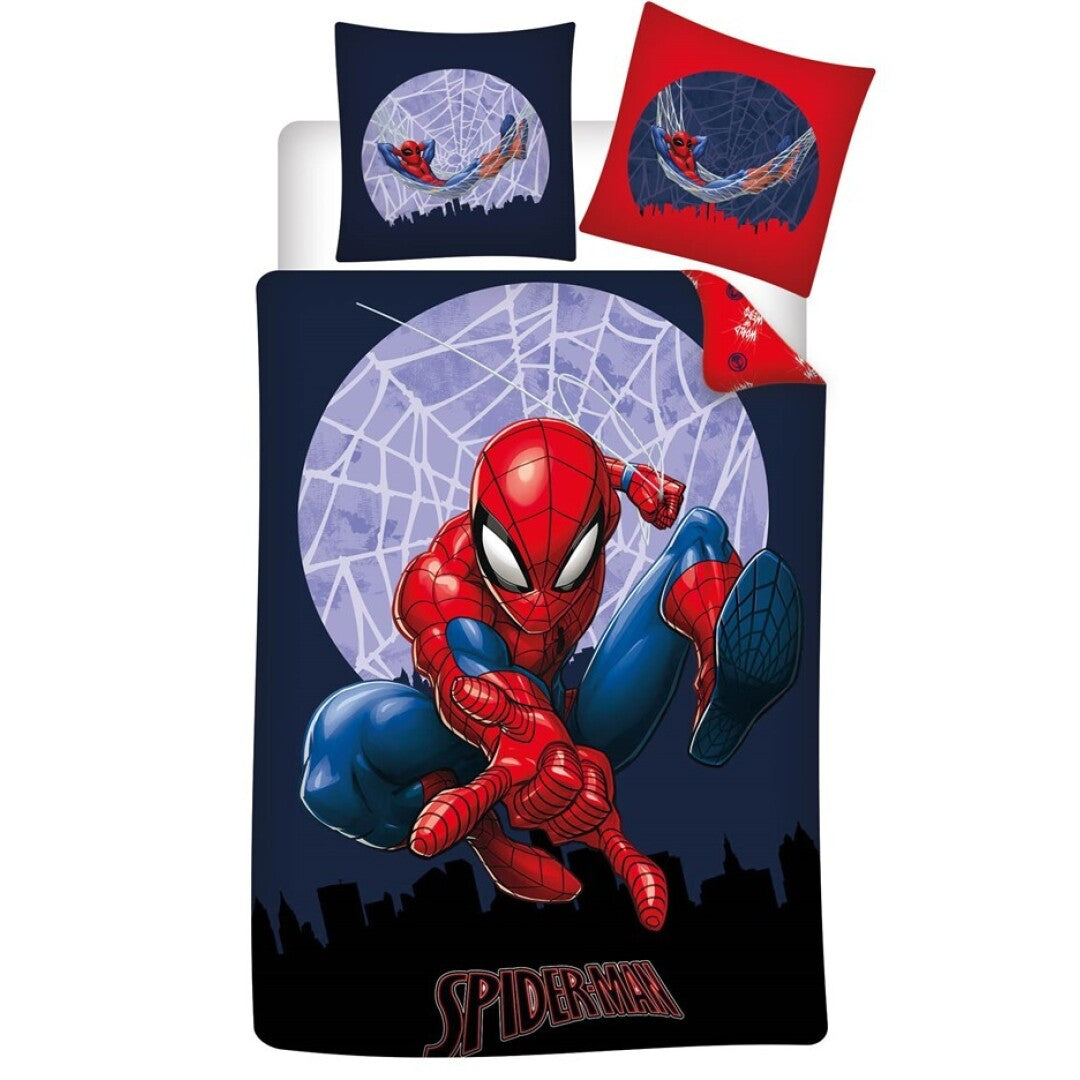 Housse de couette Marvel Spiderman lune 140x200cm + taie d'oreiller 65x65cm polycoton