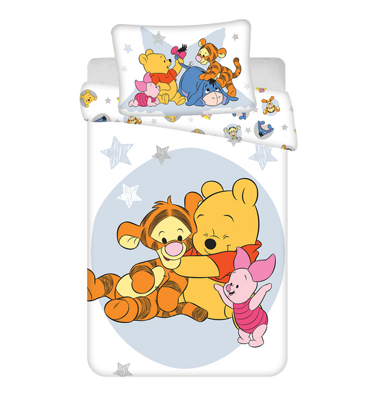 Housse de couette bébé Disney Winnie l'ourson 100x135cm +taie d'oreiller 40x60cm 100% coton