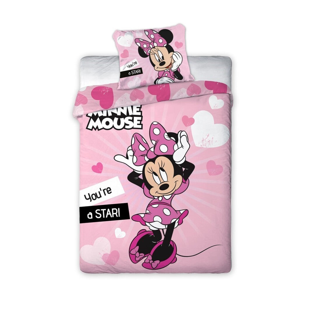 Housse de couette Disney Minnie 140x200cm + taie d'oreiller 63x63cm 100%microfibre