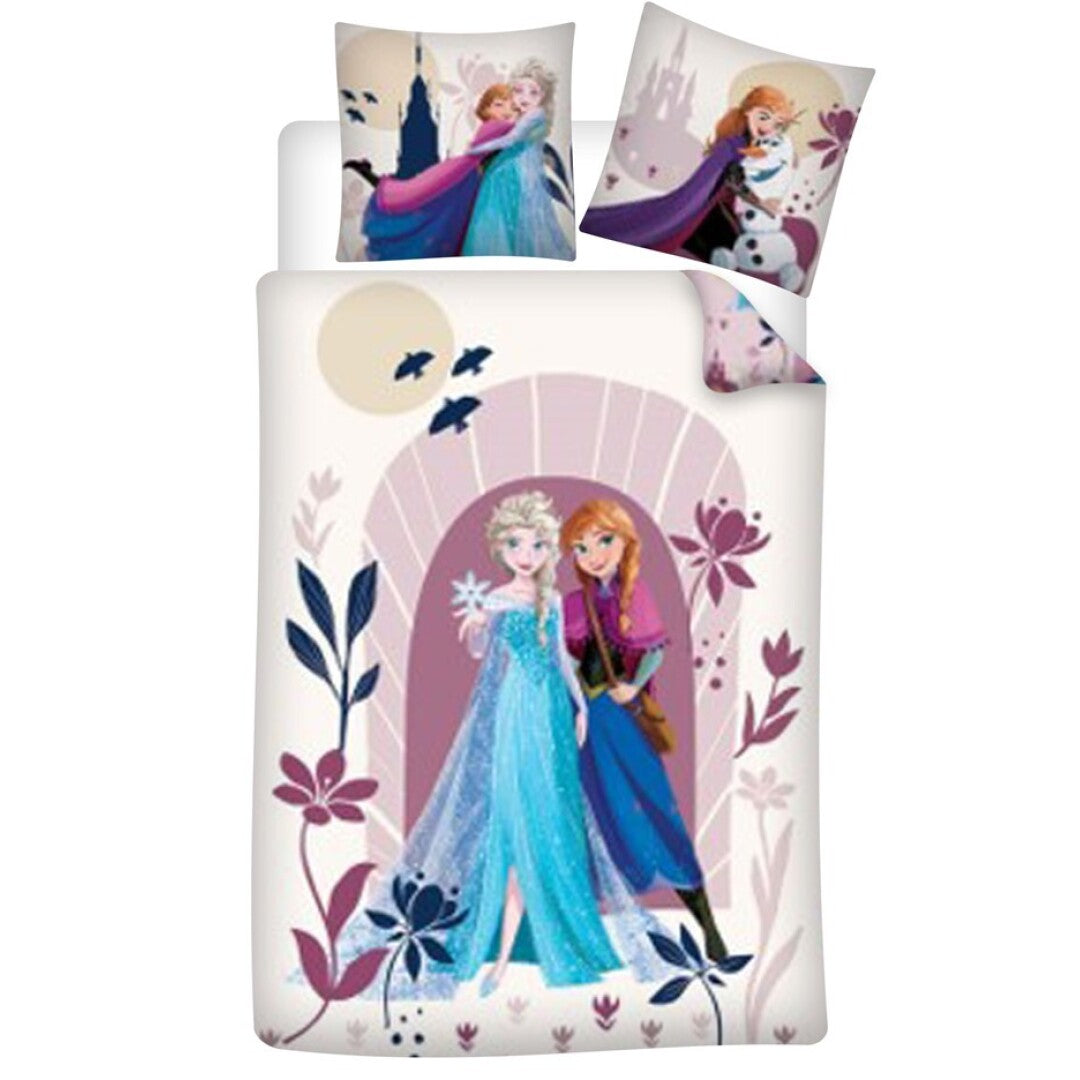 Housse de couette Disney La Reine des Neiges 140x200cm + taie d'oreiller 65x65cm polycoton