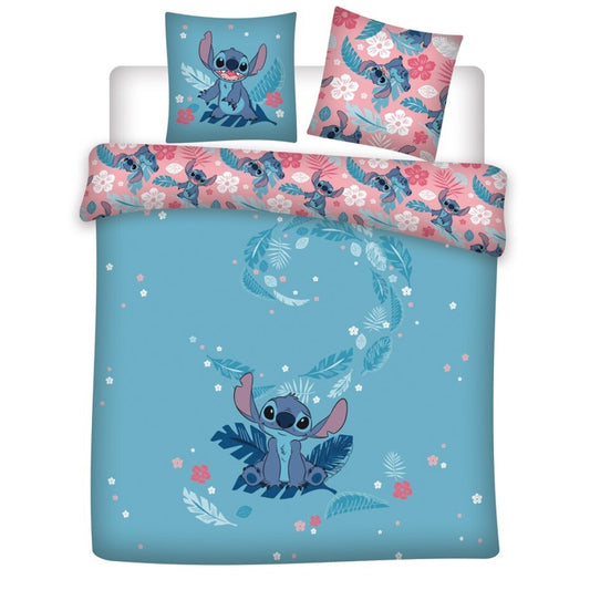 Housse de couette Disney Lilo & Stitch bleu  220x240cm + 2 taies d'oreiller 65x65cm polycoton