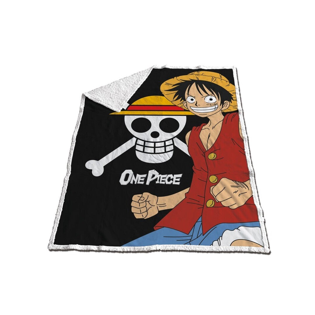 couverture jetés de lit Sherpa One Piece Luffy 130x170cm