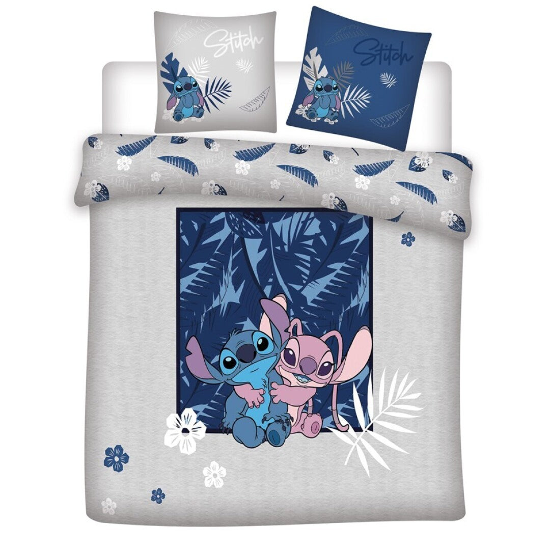 Housse de couette Disney Lilo & Stitch gris  220x240cm + 2 taies d'oreiller 65x65cm polycoton