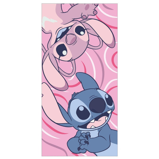 Disney Stitch &amp; Lilo Pink Beach Towel 70x140cm 100% Polyester