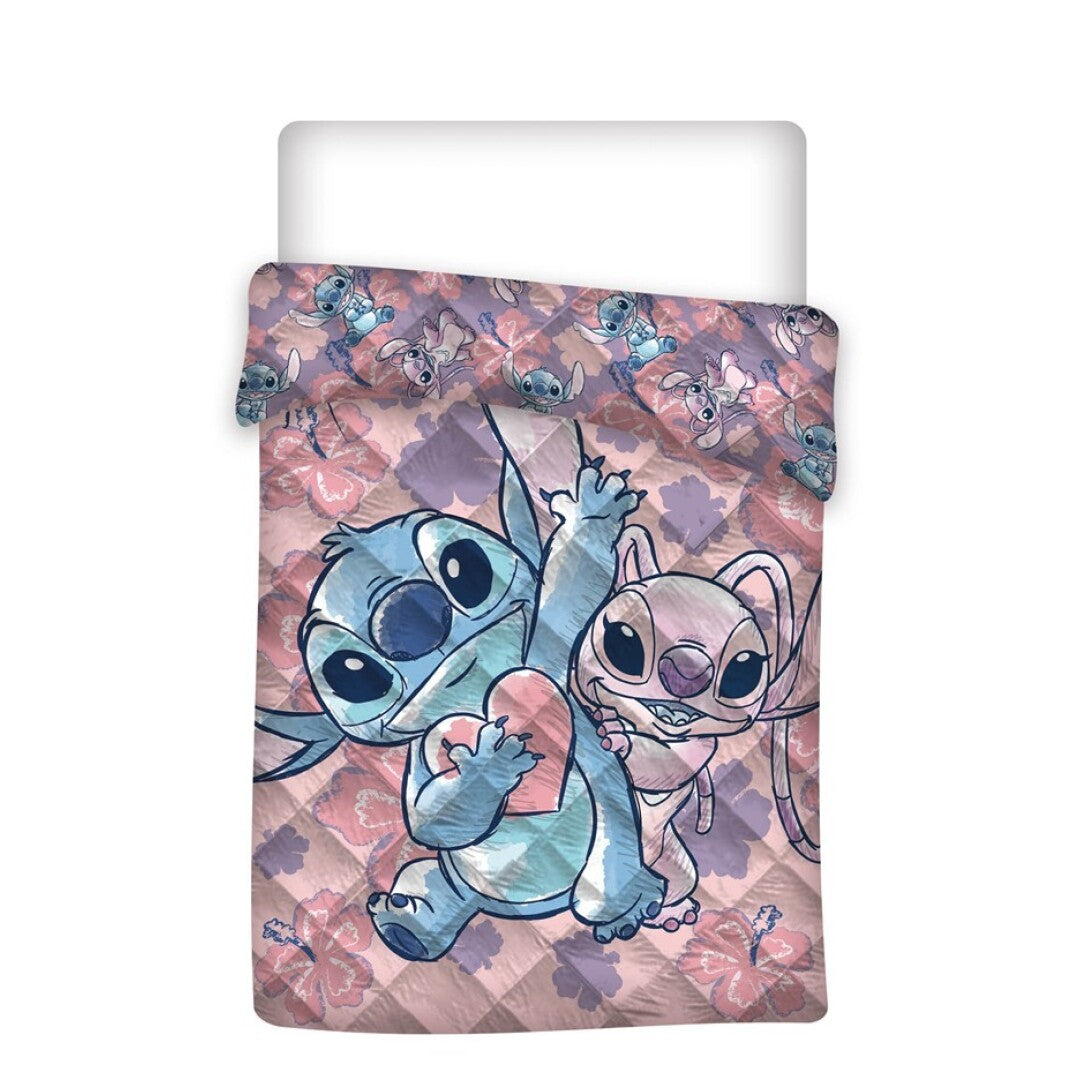 Disney Lilo &amp; Stitch Heart Duvet 140x200cm 100% Polyester