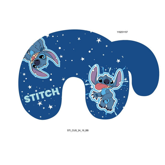 Coussin de voyage enfant Disney Stitch bleu velboa