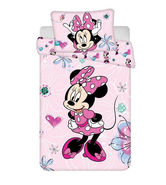 Housse de couette bébé Disney Minnie 100x135cm +taie d'oreiller 40x60cm 100% coton