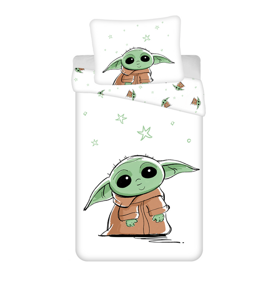 Housse de couette bébé Marvel Star Wars bébé Yoda 100x135cm +taie d'oreiller 40x60cm 100% coton