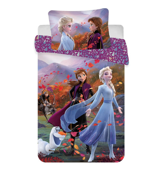 Housse de couette bébé Disney la reine des neiges vent 100x135cm +taie d'oreiller 40x60cm 100% coton