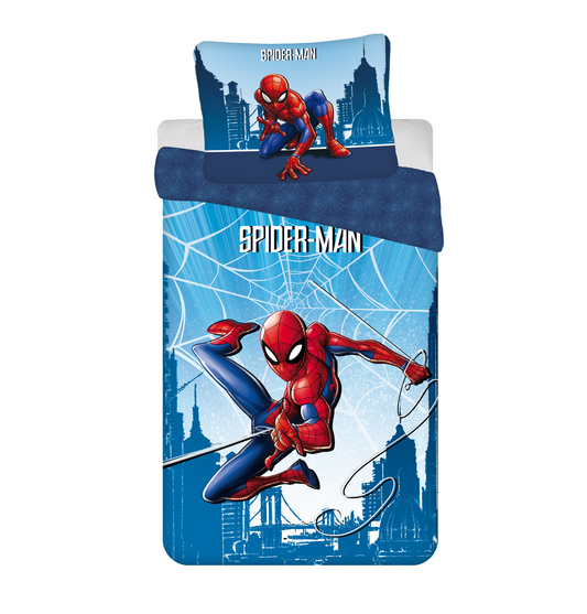 Housse de couette Marvel Spiderman bleu 04 140x200cm + taie d'oreiller 70x90cm 100% coton